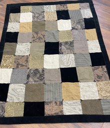 Patchwork Quilt W/ High End Upholstery Fabrics And Black Velvet Backing