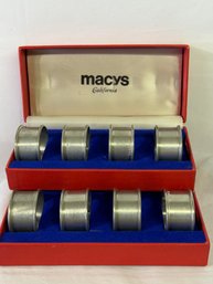 8 Pewter Napkin Rings Of Macy Fame
