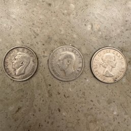 Three Canadian Quarters 1943 1951 1964 Believed To Be Silver
