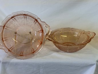 Pair Of Rose Vintage Glass Bowls