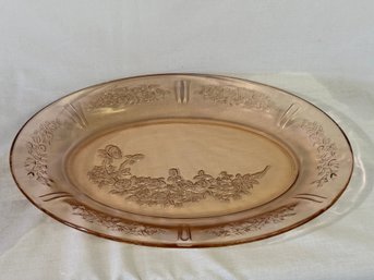 Vintage Rose Etched Oval Platter