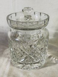 Cut Glass Crystal Jar With Inset Lid