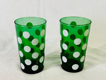 Pair Of Pokadot Vintage Green Glasses