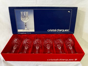 Six Cut Crystal Wine Glasses In Original Box