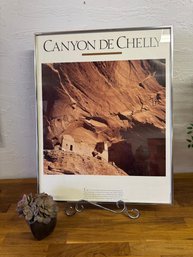 Framed Poster Of Canyon De Chelly With Little Faux Potted Cati