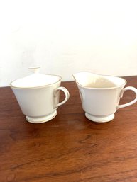 Lenox Hayworth  24K Rim China Footed Sugar Bowl And Creamer