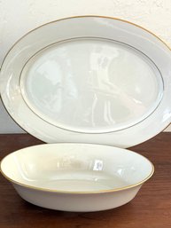 Lenox Hayworth  24K Rim China:Cosmopolitan Collection Oval Platter & Vegetable Bowl