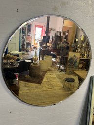 Vintage Large Mirror About 30 Inches With Reinforced Back And Hanging Wire