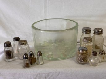Heavy Glass Display Bowl Filled With Shakers