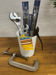Bouquet Of Top Hand Tools Including 12 Inch Crescent Wrench