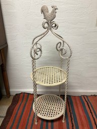 Two Shelf Metal Plant Stand With Rooster