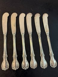 Towle Old Masters Sterling Silver, Solid Handle Butter Knives X 6   165.4g