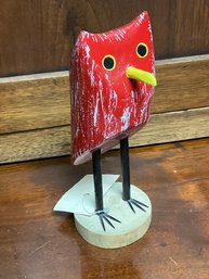 Original Native American Crafted Wooden And Metal Bird Sculture