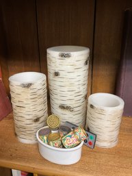 Nice Newer Combo Of Battery Operated Candles With Some Older Matches In Little French