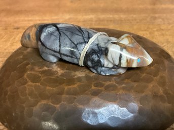 Carved Native American Badger Fetish In Search Of Feathers Etc