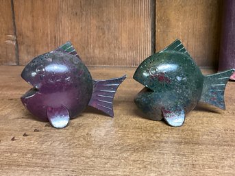 Metal Mic Century Fish Salt And Pepper Made In Japan
