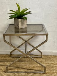 Cool Modern Chrome & Glass Side Table