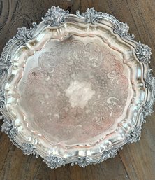 Vintage Silver Plated Victorian Style Footed Serving Platter. Heavy And Detailed