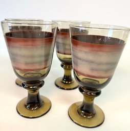 Libbey  Sango Nova Brown Stemmed Glasses