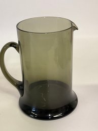 Smokey Mid Century Glass Pitcher 8.5 Inches