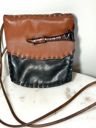 Artisan Made All Leather Crossbody Purse With Unique Closure- Handstitched