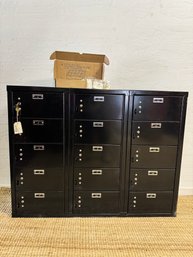 15 Unit Metal Jorgenson Lockers With Keys  31h X 8.5d X 40.5w Approx.