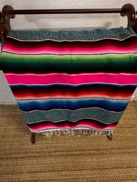 Soft Cotton Mexican Throw Or Light Blanket About 74 X 38 Inches