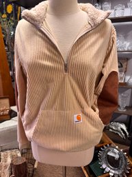 Soft Like New Carhartt Women's Pullover With 3/4 Zip And Classic Patches Size M
