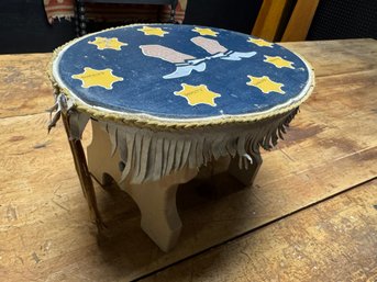 Cute As Can Be Little Western Theme Stool With Leather Fringe