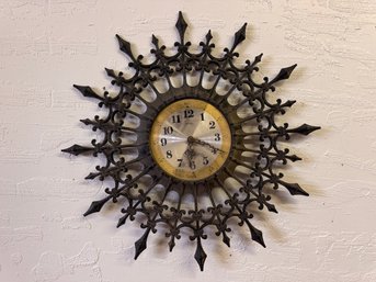New Haven Mid Century Almost Brutalist Starburst Clock