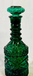 Vintage Heavy Glass Green Decanter Bottle