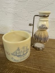 Vintage  Old Spice Ship Friendship, Shaving Mug With Vintage Shaving Brush