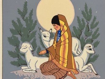 Silk Screen Print By Renowned Navajo Painter And Printmaker Harrison  Begay