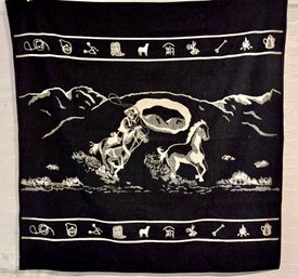 Pendleton Black And White Vintage Pendleton Blanket With Western Roper Theme