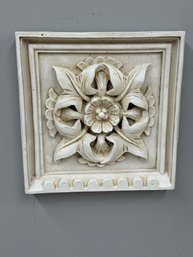Handcrafted Plaster Botanical Wall Plaque Approx 9 X 9 Antique Ivory Finish