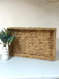 Large Woven Basket Tray With Handles.  26 X 15.5 X 4 High