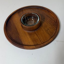 Dansk Wooden Chip And Dip Platter, Marked On Bottom