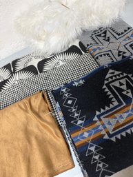 Vintage And Newer Designer Fabric Remnants : Lot 4:  Suede, Prints, Fur And Wool