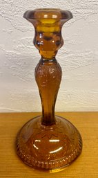 Vintage Indiana Glass Tiara Amber Sandwich Glass Candlestick Holder Lot #1