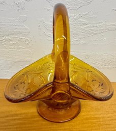 Vintage Amber Glass Basket