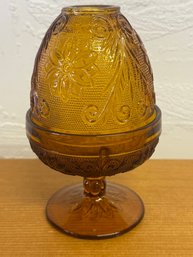 Vintage Amber Indiana Glass Tiara Fairy Lamp