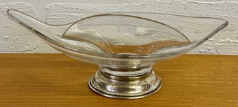 Vintage Divided Glass Dish With Sterling Silver Base
