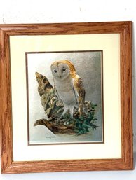 Fabulous VTG Metallic Foil Barn Owl Print By Audrey North