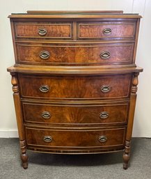 Stunning Antique Tallboy Chest Of Drawers With Glass Top & Dovetail Joints