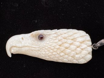 Vintage Nail File Pin And Carved Eagle Head Pendant