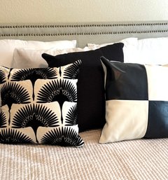 Trio Of Black And White Pillows, 2 Down Inserts, 1 Poly