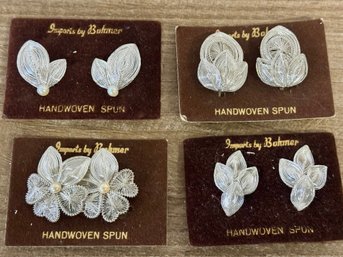 Vintage Silver-tone Wirework Earring Sets By Bohmer Imports West Germany