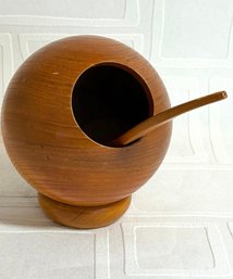 Mid Century Modern Teak ORB Nut Bowl With Spoon.  LOVE IT!