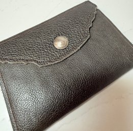 Soft Leather Wallet With Silver Buffalo Snap Closure