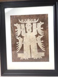 Amate Paper  Otomi (?) Spirit Figurines,  Nicely Matted And Framed .